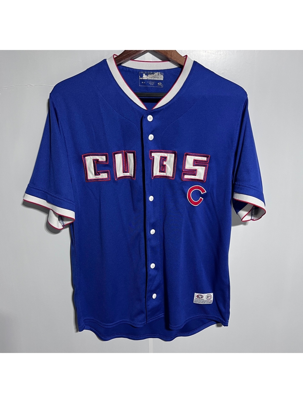 Vintage Chicago Cubs Blue Button-Up Baseball Jersey True Fan Block-Letter